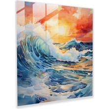Gündoğumu Cam Baskı - Gündoğumu, Gündoğumu, Suluboya Resim, Soyut, 40X40