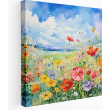 Painted Anarchy Kır Çiçeği Kanvas Tablo - Kır Çiçeği, Suluboya Resim, Mavi Gökyüzü, Kanvas Tablo, 30X30