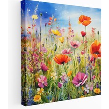 Painted Anarchy Kır Çiçeği Kanvas Tablo - Açan Çiçeklerin Huzurlu Alanı - Duvar Sanatı - Kır Çiçeği, Kır Çiçeği Tarlası, Duvar Sanatı, Ev Dekorasyonu, 30X30