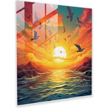 Painted Anarchy Şafağın Uçuşu Cam Baskı - Gündoğumu, Dijital Illüstrasyon, Duvar Dekorasyonu, Gündoğumu, 30X30