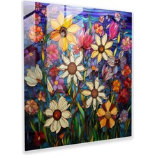 Painted Anarchy Kır Çiçeği Senfoni Cam Baskı - Kır Çiçeği, Kır Çiçeği, Duvar Süslemesi, Cam Duvar Sanatı, 30X30