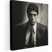 Painted Anarchy Scarface Duvar Süslemesi - Scarface, Gerçekçi Portre, Siyah Beyaz, Duvar Süslemesi, 30X30
