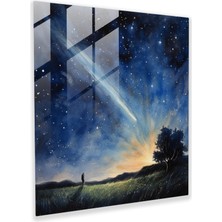 Painted Anarchy Yıldızlı Gece Cam Baskı - Yıldız Haritası, Kayan Yıldızlar, Cam Duvar Sanatı, Duvar Süslemesi, 30X30