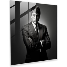 Painted Anarchy Scarface Klasik Siyah Beyaz Cam Baskı - Scarface, Cam Sanatı, Klasik Siyah Beyaz Fotoğraf, Ev Dekorasyonu, 30X30