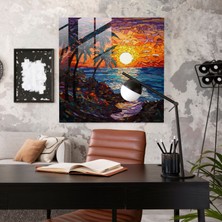 Painted Anarchy Tropikal Gün Batımı Cam Duvar Tablosu - Tropikal, Ev Dekorasyonu, Tropikal, Okyanus, 50X50