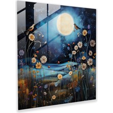Painted Anarchy Gerçeküstü Kır Çiçeği Cam Baskı - Kır Çiçeği, Yıldızlı Gece Gökyüzü, Cam Sanatı, Kır Çiçeği, 30X30