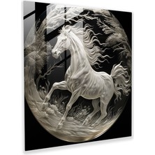 Painted Anarchy Kazınmış Cam Baskı - Karmaşık Tek Boynuzlu At - Tek Boynuzlu At, Duvar Dekorasyonu, Çizgiler, Gravür, 30X30