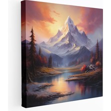 Painted Anarchy Kış Dağı Duvar Sanatı - Kış, Karla Kaplı, Gündoğumu, Dağ, 30X30