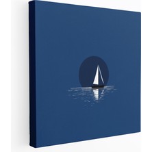Painted Anarchy Yelkenli Kanvas Tablo - Koyu Mavi Siluet - Duvar Tablosu - Yelkenli, Keşif, Ev Dekorasyonu, Koyu Mavi, 30X30