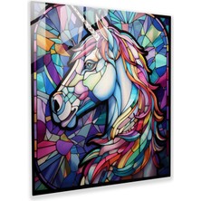 Painted Anarchy Parıltılı Tek Boynuzlu Cam Baskı - Tek Boynuzlu At, Tek Boynuzlu At, Vitray, Modern Sanat, 30X30