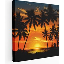 Painted Anarchy Tropikal Siluet Duvar Tablosu - Tropikal, Duvar Süslemesi, Kanvas, Canlı Renkler, 30X30