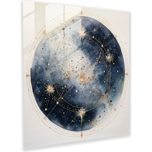 Painted Anarchy Yıldız Takımyıldızları Cam Baskı - Yıldız Haritası, Sakin Atmosfer, Cam Duvar Sanatı, Suluboya Resim, 30X30