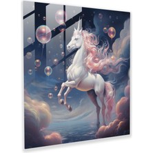 Painted Anarchy Gerçeküstü Tek Boynuzlu At Cam Baskı - Tek Boynuzlu At, Cam Sanatı, Cam Baskı, Parıldayan Yıldızlar, 30X30