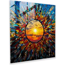 Painted Anarchy Radiant Sunrise Cam Baskı - Gündoğumu, Cam Baskı, Cam Sanatı, Ev Dekorasyonu, 30X30