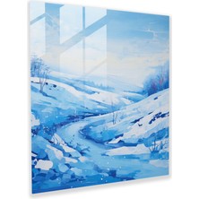 Painted Anarchy Kış Harikalar Diyarı Cam Baskı - Kış, Karlı Manzara, Canlı Mavi, Cam Baskı, 30X30
