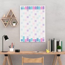 Bi'aldım 2025 Yıllık Planlayıcı Duvar Takvimi Mavi Mor Wall Planner Boyut 50 x 70 cm