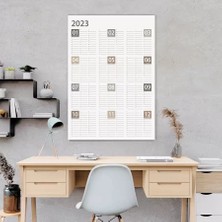 Bi'aldım 2025 Yıllık Planlayıcı Duvar Takvim Kahverengi Bej Gri Yearly Wall Planner Boyut 70 x 100 cm