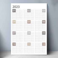 Bi'aldım 2025 Yıllık Planlayıcı Duvar Takvim Kahverengi Bej Gri Yearly Wall Planner Boyut 70 x 100 cm