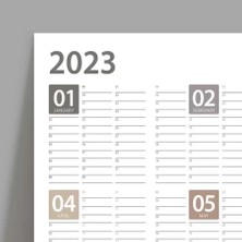 Bi'aldım 2025 Yıllık Planlayıcı Duvar Takvim Kahverengi Bej Gri Yearly Wall Planner Boyut 70 x 100 cm