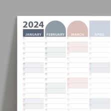 Bi'aldım 2025 Yıllık Planlayıcı Duvar Takvimi Antrasit Gri Gül Kurusu Renk Aylık Planlayıcı Boyut 70 x 100 cm