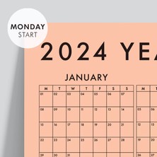 Bi'aldım Somon Renk 2025 Yıllık Planlayıcı Duvar Takvimi 2025 Takvim Aylık Planlayıcı Boyut 50 x 70 cm