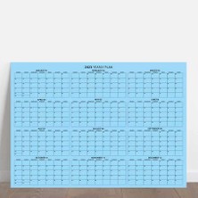 Bi'aldım 2025 Yıllık Planlayıcı Duvar Takvimi Mavi Renkli Kağıt Boyut 50 x 70 cm