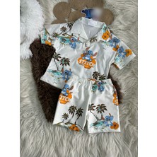Serdem Kids Unisex Çocuk Palmiye Desenli Yazlık Takım Alt Üst Takım
