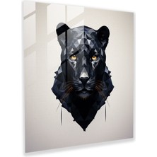 Marvel Cam Baskı - Geometrik Kara Panter Sanatı - Marvel, Geometrik, Sanat, Cam Duvar Tablosu, 40X40