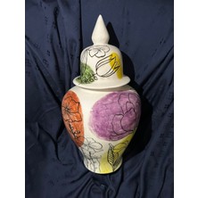 Limoncello Çini Atölyesi Çiçek Desenli 40 cm Çini Şahküp