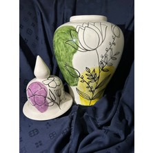 Limoncello Çini Atölyesi Çiçek Desenli 40 cm Çini Şahküp