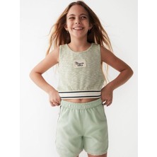 NK Kız Çocuk Simli Triko Kumaş Crop Bluz