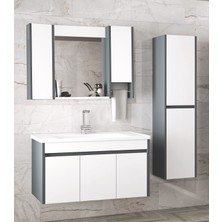 Alfa Banyo Estella 100 35 135 cm Mdf-Boy Dolaplı Aynalı Seramik Lavabolu Banyo Dolabı Takımı Demonte Değil