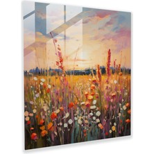 Painted Anarchy Canlı Soyut Kır Çiçeği Cam Baskı Duvar Sanatı, 30X30