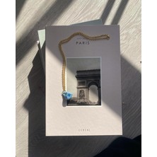 Archeceramic El Yapımı Seramik Kolye "turkuaz-Mavi Benekli Minik Seramik Kupa Kolye"