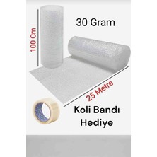 Hbnc ( 30 gr ) 100 cm x 25 Metre Balonlu Naylon Eşya Sarma Koruma Naylonu Patpat Ambalaj