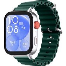 Sneezy Huawei Watch Fit 3 Ile Uyumlu Seaflex Ocean Tokalı Yumuşak Soft Silikon Kordon