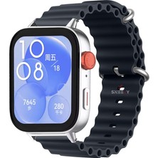 Sneezy Huawei Watch Fit 3 Ile Uyumlu Seaflex Ocean Tokalı Yumuşak Soft Silikon Kordon