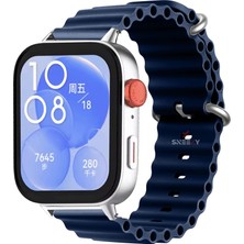 Sneezy Huawei Watch Fit 3 Ile Uyumlu Seaflex Ocean Tokalı Yumuşak Soft Silikon Kordon