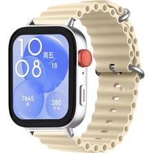 Sneezy Huawei Watch Fit 3 Ile Uyumlu Seaflex Ocean Tokalı Yumuşak Soft Silikon Kordon