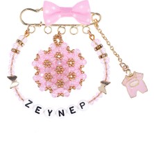 Minik Adımlar Isme Özel Cevşenli  Bebek Yaka , Beşik ve Yastık Iğnesi Isimli