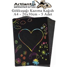 Artlantis Sihirli Gökkuşağı Kazıma Kağıdı A4 5 Yaprak 1 Paket 20 x 30 cm Siyah Sihirli Kağıt Rainbow Paper