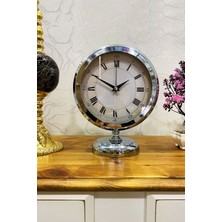 Falez Decor 25X20 cm Krom Metal Masa Saati Masa Dekorasyonu Ev Ofis Masa Aksesuarı