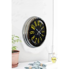Falez Decor 40 cm Meta Düz Rakamlı Siyah Kadran Modern Dekoratif Lüks Duvar Saati