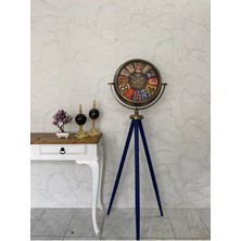 Falez Decor 150 cm Dekoratif Tripod Ayaklı Tüm Aksamları Metal Eskitme Kaplama Saat