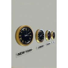 Falez Decor 36 cm Eskitme Çerçeveli Dünya Başkentleri 4'lü Set  Saati