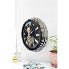 Falez Decor 40 cm Metal   Atatürk Kadranlı Metal Duvar Saati
