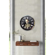 Falez Decor 40 cm Metal   Atatürk Kadranlı Metal Duvar Saati