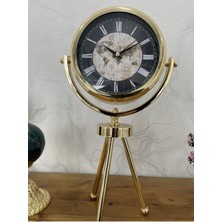 Falez Decor Metal Gold Kaplamalı Ayaklı Dekoratif Masa Saati