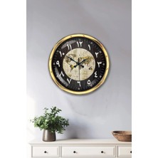 Falez Decor 40 cm Metal Arapça-Farsça Rakamlı Dünya Haritası Kadranlı Modern Dekoratif Lüks Duvar Saati