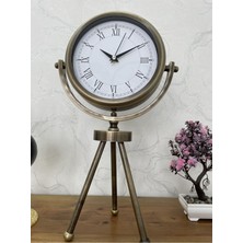 Falez Decor Metal Eskitme Kaplamalı Ayaklı Dekoratif  Masa Saati
